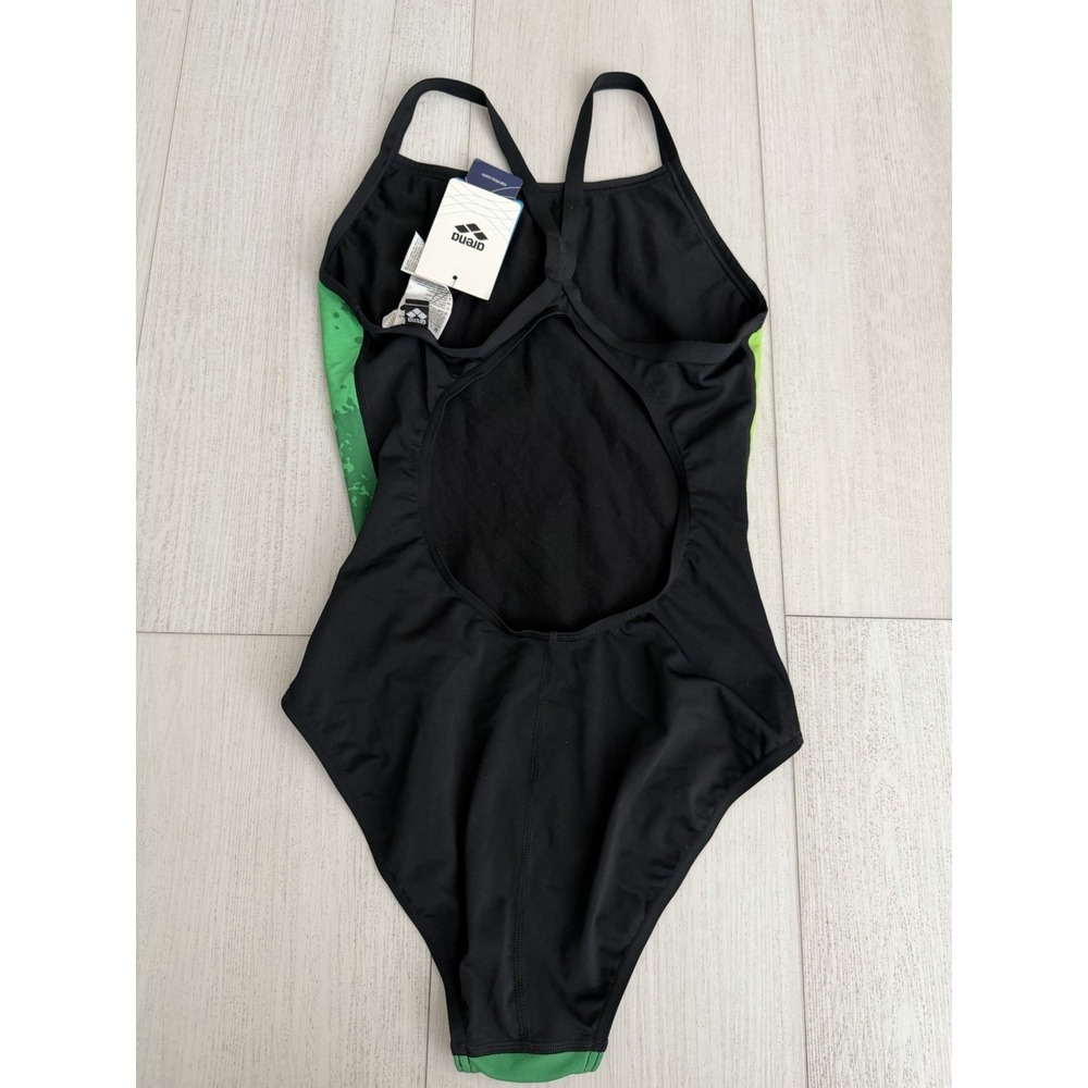 NWT Arena Spray Paint Light Drop Back MaxLife One Piece Swimsuit 36 Green Black - Picture 3 of 5